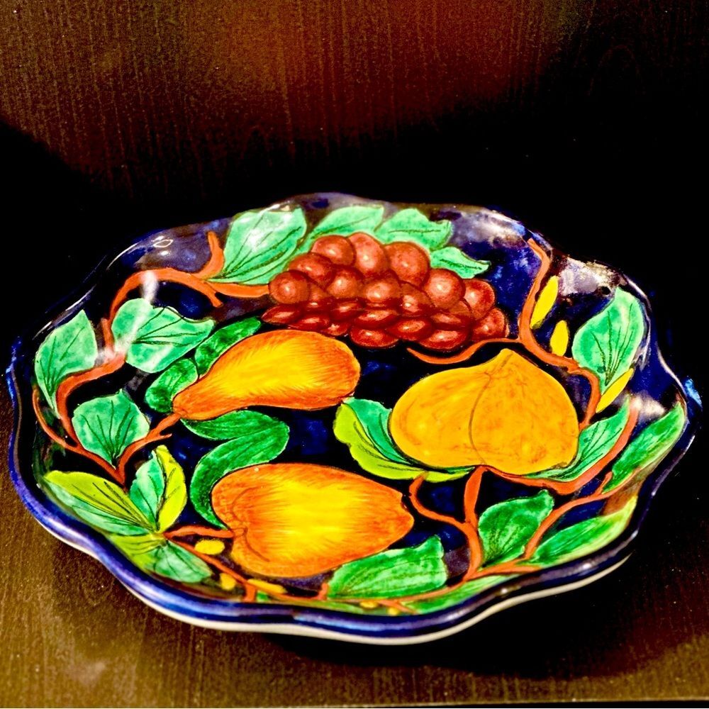 Authentic Talavera Large Handpainted Fruit Decorative Plate - Signed